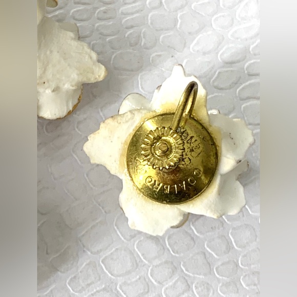 Signed Coalbrook china Flower Brooch Earrings  MADE IN ENGLAND - Picture 9 of 10